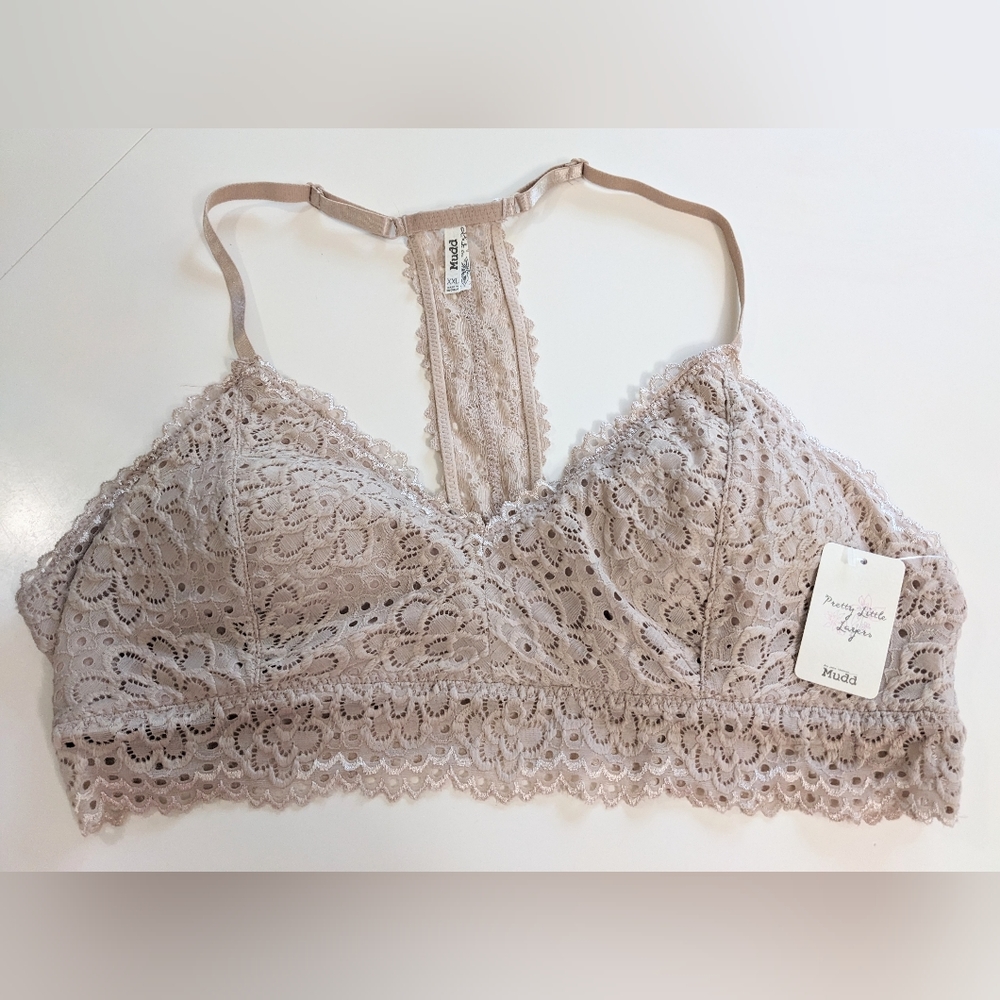 MUDD, Lace Racerback Bralette, Size XXL.